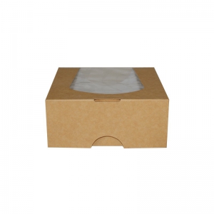 Boîte snacking kraft brun avec fenêtre (14x14x6cm) / Par 50