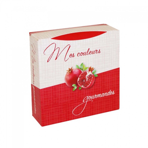 Boîte à gâteau carton blanc, couleur rouge, 16x5cm - Ateliers Porraz
